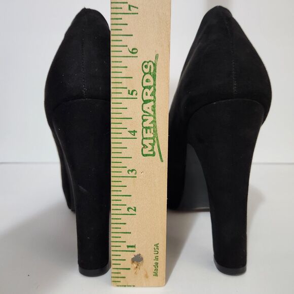 Torrid Black Faux Suede Platform Tapered Pump Heels Extra Wide Width Size 8.5WW - Picture 8 of 8